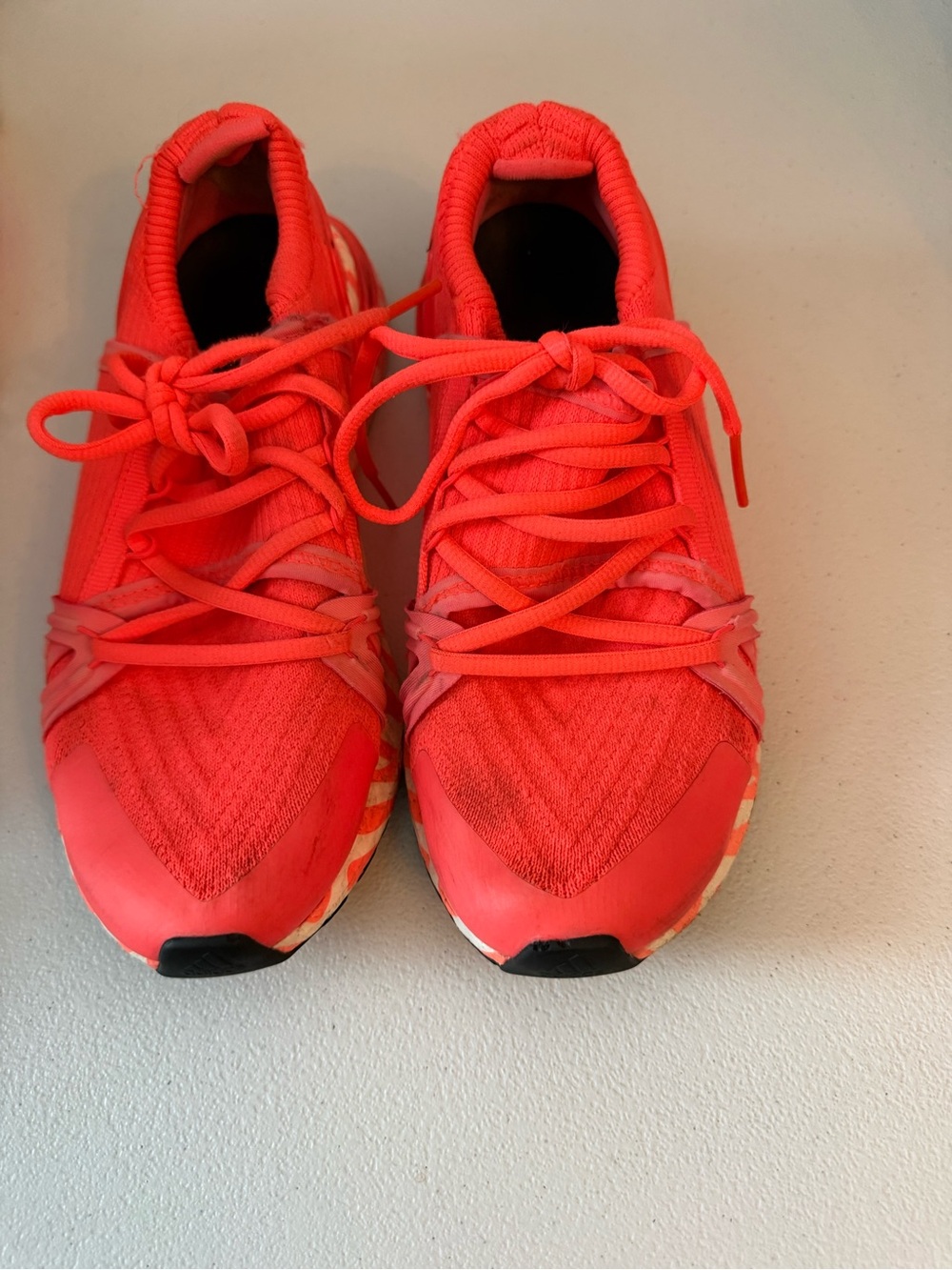 Adidas by Stella McCartney Neon Coral Knit Lace-Up Sneakers 8